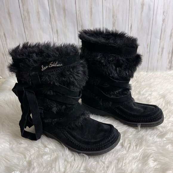Sam Edelman Meiko Boots – Size 7 – Black Suede with Faux Fur - Picture 4 of 10